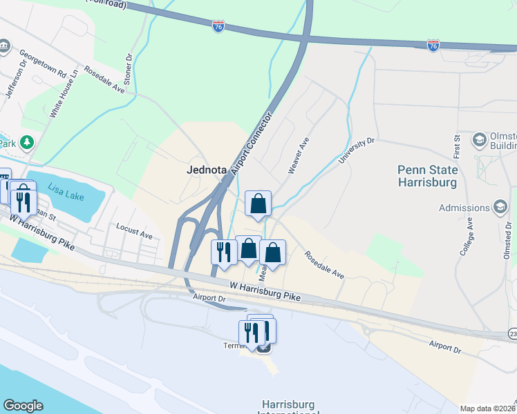 map of restaurants, bars, coffee shops, grocery stores, and more near 807 Weaver Avenue in Middletown