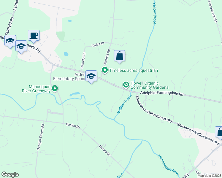 map of restaurants, bars, coffee shops, grocery stores, and more near 321 Adelphia Road in Farmingdale