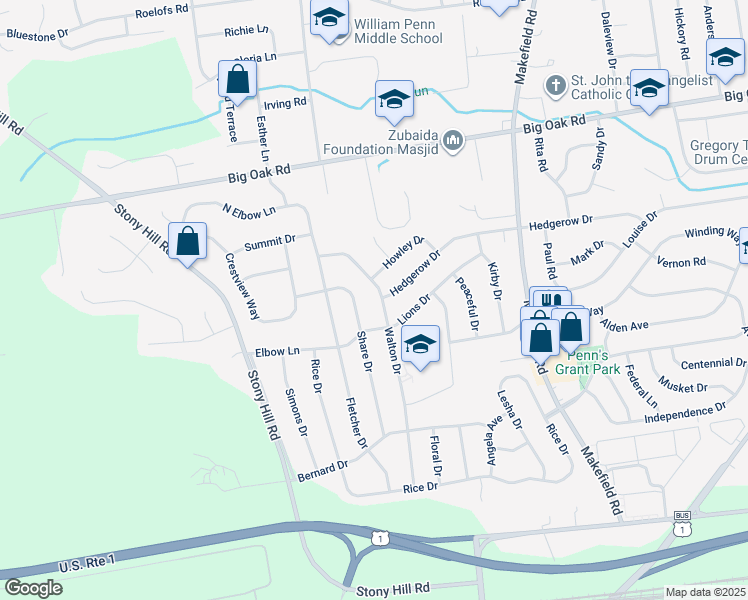 map of restaurants, bars, coffee shops, grocery stores, and more near 236 Walton Drive in Morrisville