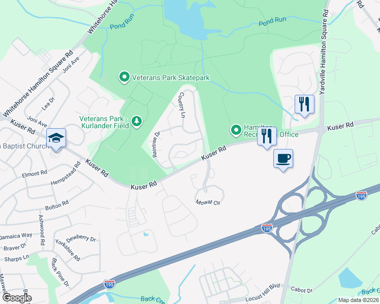 map of restaurants, bars, coffee shops, grocery stores, and more near 69 Pinewood Drive in Hamilton Township