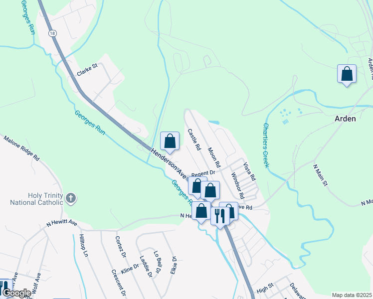 map of restaurants, bars, coffee shops, grocery stores, and more near 338 Festival Road in Washington