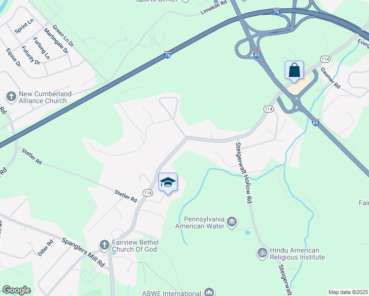 map of restaurants, bars, coffee shops, grocery stores, and more near 456 Lewisberry Road in New Cumberland