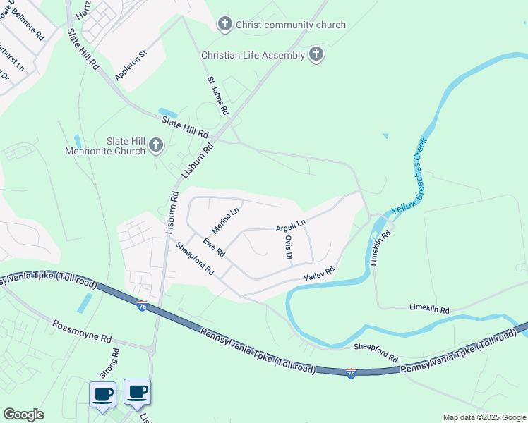 map of restaurants, bars, coffee shops, grocery stores, and more near 124 Ewe Road in Mechanicsburg