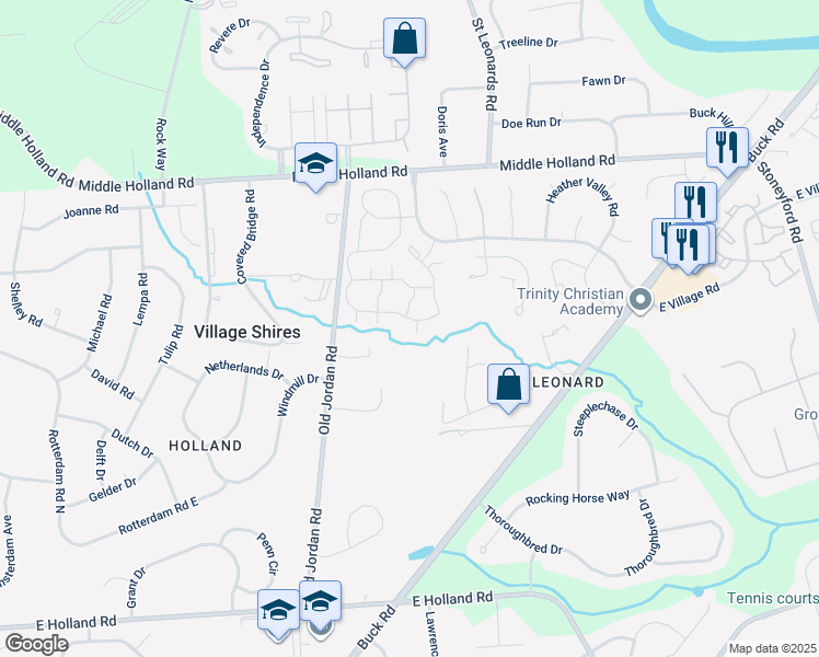 map of restaurants, bars, coffee shops, grocery stores, and more near 43021 Bennett Place in Holland
