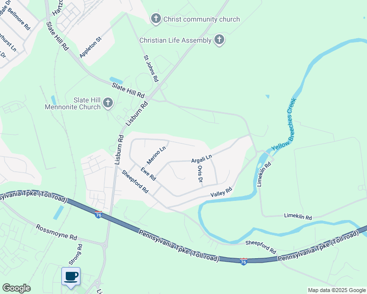map of restaurants, bars, coffee shops, grocery stores, and more near 124 Ewe Road in Mechanicsburg