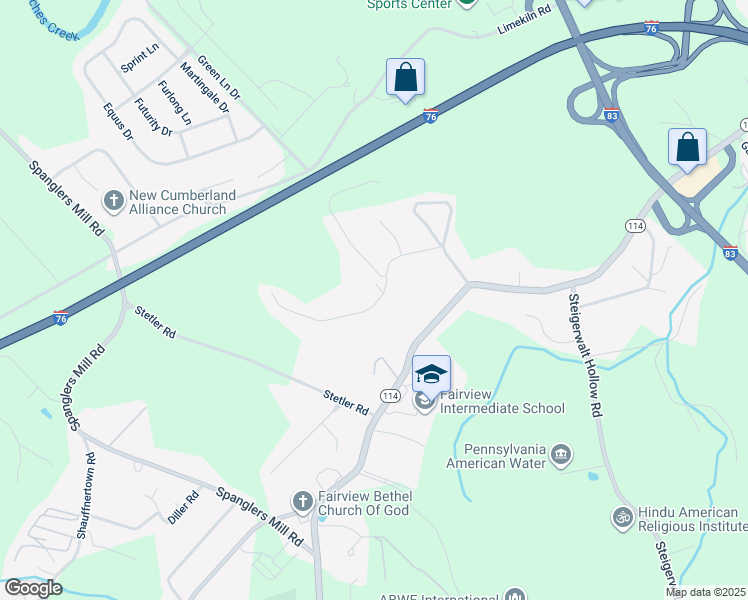 map of restaurants, bars, coffee shops, grocery stores, and more near 217 Tall Oak Drive in New Cumberland