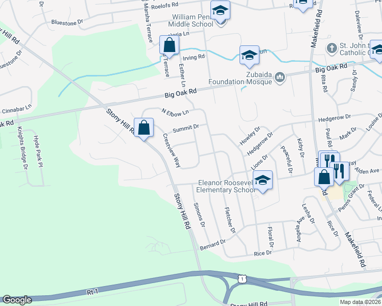 map of restaurants, bars, coffee shops, grocery stores, and more near 191 Crestview Way in Morrisville