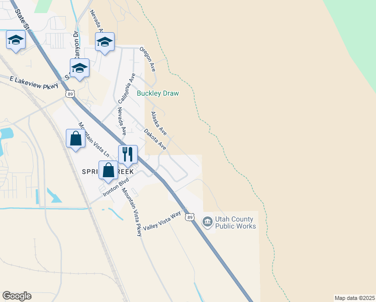 map of restaurants, bars, coffee shops, grocery stores, and more near 2295 Alaska Avenue in Provo