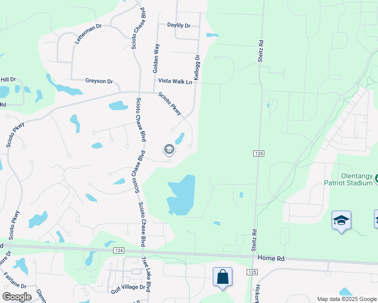map of restaurants, bars, coffee shops, grocery stores, and more near 4222 Scioto Parkway in Powell