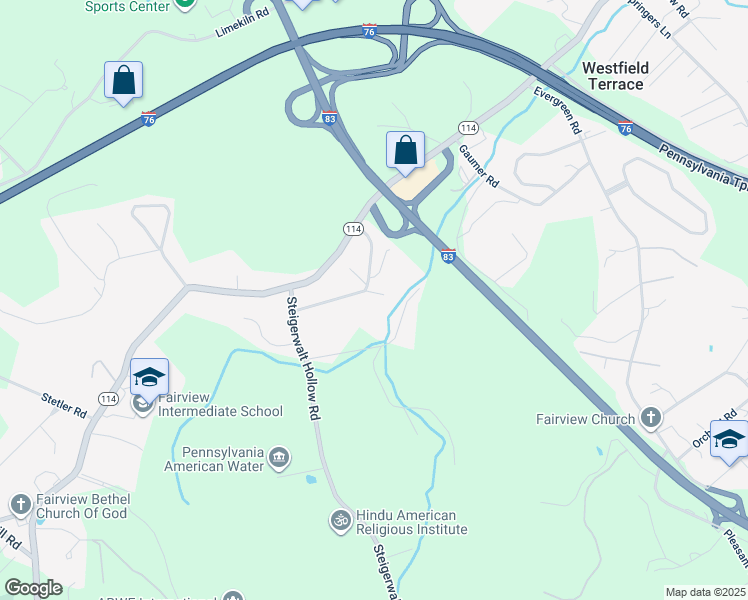 map of restaurants, bars, coffee shops, grocery stores, and more near 22 Crescent Drive in New Cumberland