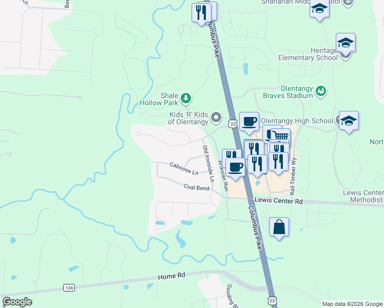 map of restaurants, bars, coffee shops, grocery stores, and more near 182 Split Log Pass in Delaware