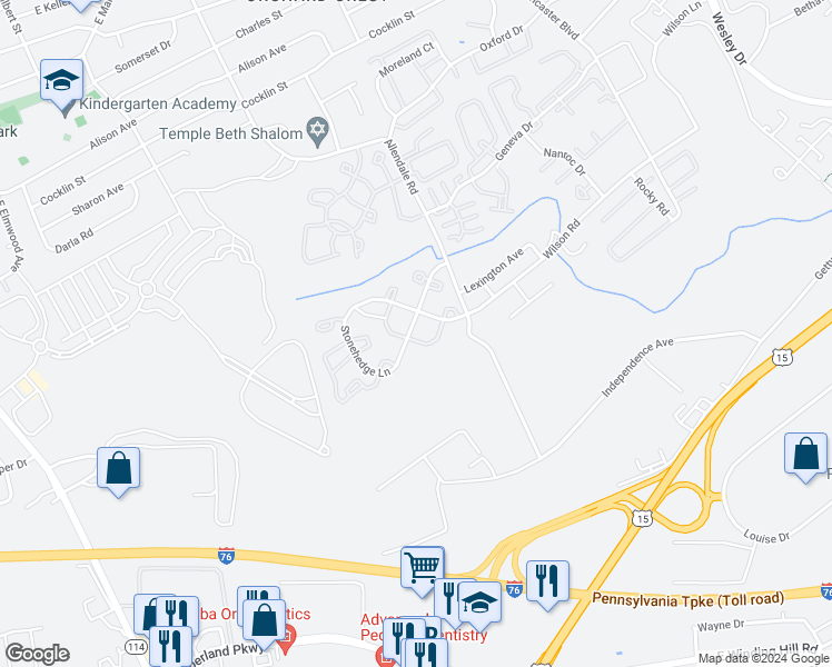 map of restaurants, bars, coffee shops, grocery stores, and more near 244 Stonehedge Lane in Mechanicsburg