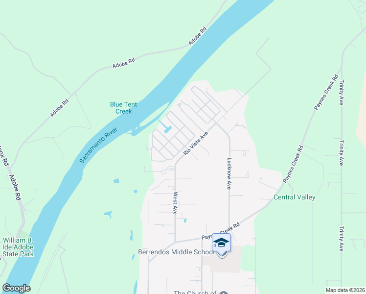 map of restaurants, bars, coffee shops, grocery stores, and more near 47 Casa Grande Drive in Red Bluff