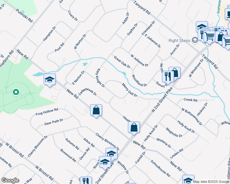 map of restaurants, bars, coffee shops, grocery stores, and more near 10 Kitty Knight Drive in Churchville