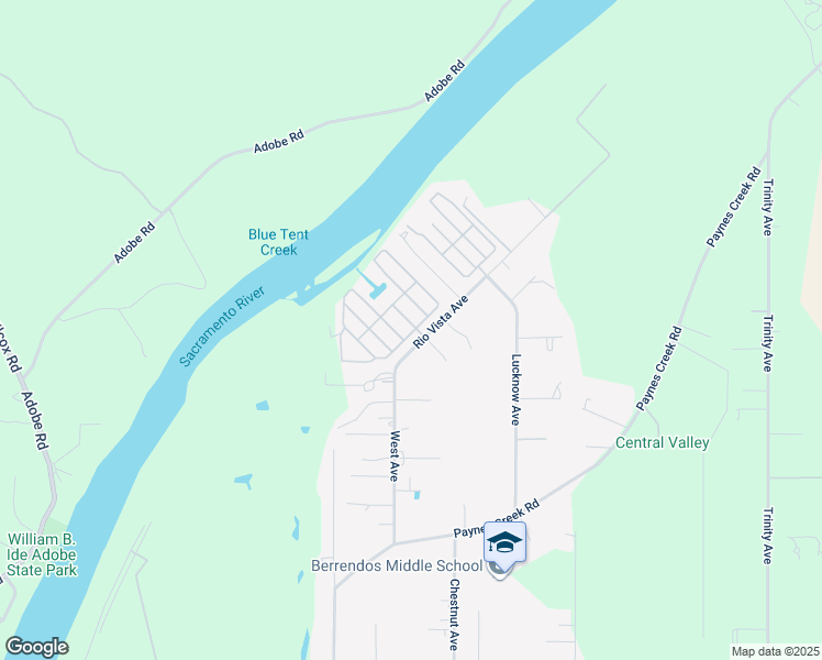 map of restaurants, bars, coffee shops, grocery stores, and more near 69 Casa Grande Drive in Red Bluff