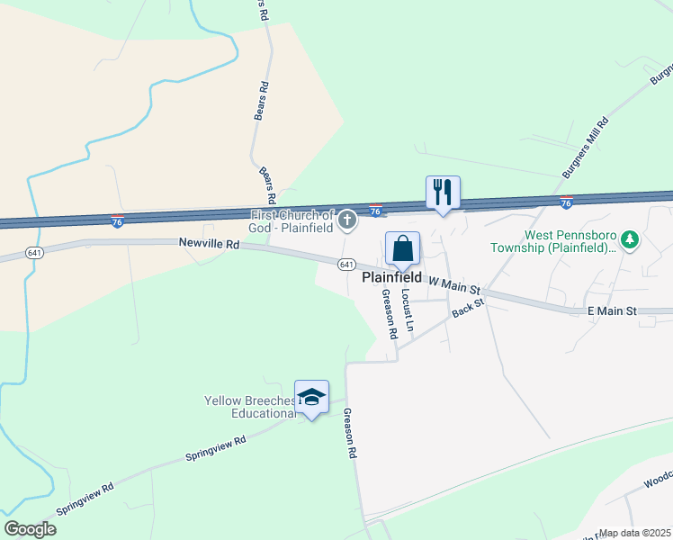 map of restaurants, bars, coffee shops, grocery stores, and more near 2088 Newville Road in Carlisle