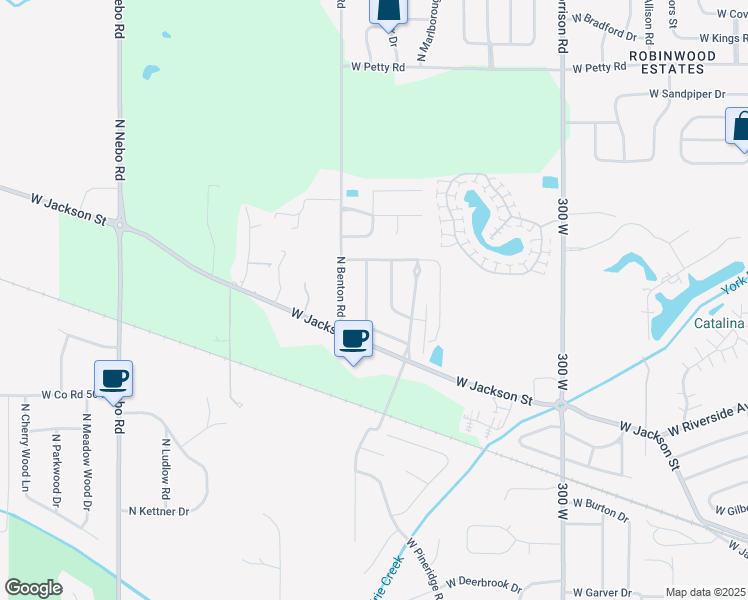 map of restaurants, bars, coffee shops, grocery stores, and more near 1213 N Swiss Dr in Muncie