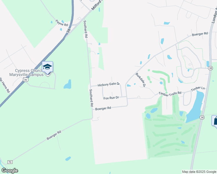 map of restaurants, bars, coffee shops, grocery stores, and more near 1370 Fox Run Drive in Marysville