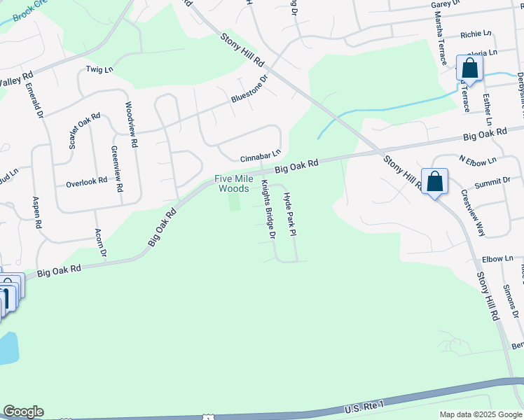 map of restaurants, bars, coffee shops, grocery stores, and more near 1268 Wilton Crescent in Yardley
