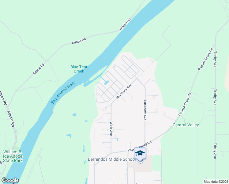 map of restaurants, bars, coffee shops, grocery stores, and more near 47 Casa Grande Drive in Red Bluff