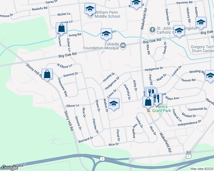 map of restaurants, bars, coffee shops, grocery stores, and more near 20 Hedgerow Drive in Morrisville
