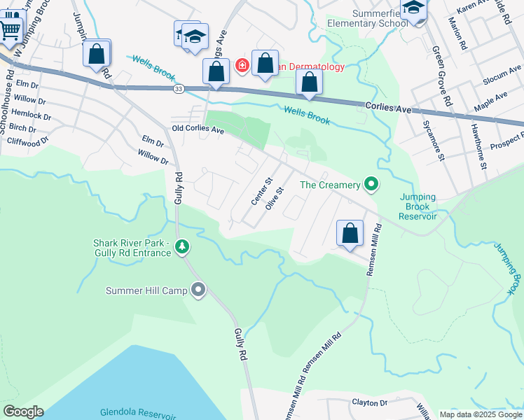 map of restaurants, bars, coffee shops, grocery stores, and more near 103 Olive Street in Neptune Township