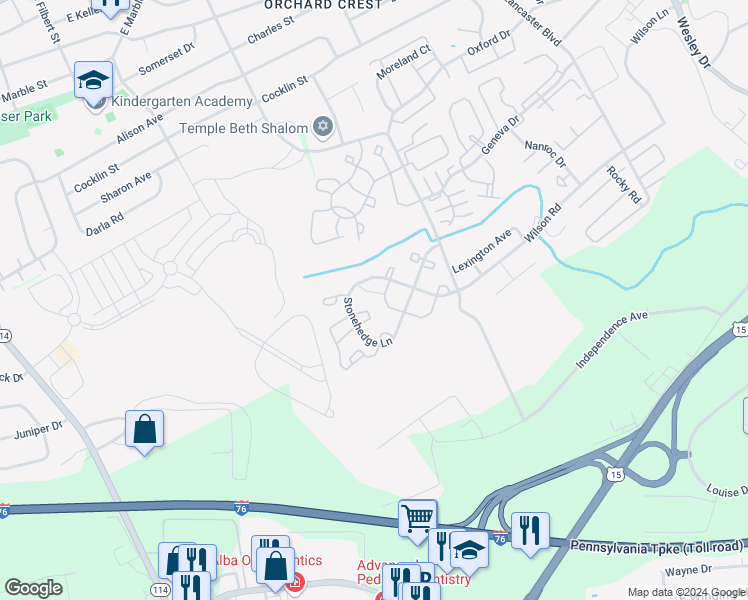map of restaurants, bars, coffee shops, grocery stores, and more near 463 Stonehedge Lane in Mechanicsburg