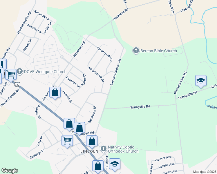 map of restaurants, bars, coffee shops, grocery stores, and more near 1734 Lincoln Gardens Road in Ephrata