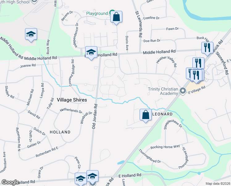 map of restaurants, bars, coffee shops, grocery stores, and more near 35023 Bennett Place in Holland
