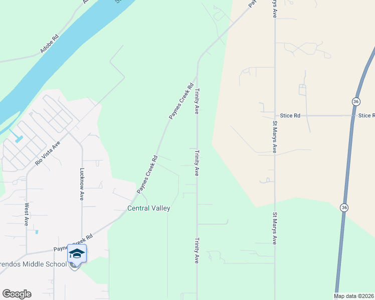 map of restaurants, bars, coffee shops, grocery stores, and more near 14115 Trinity Avenue in Red Bluff