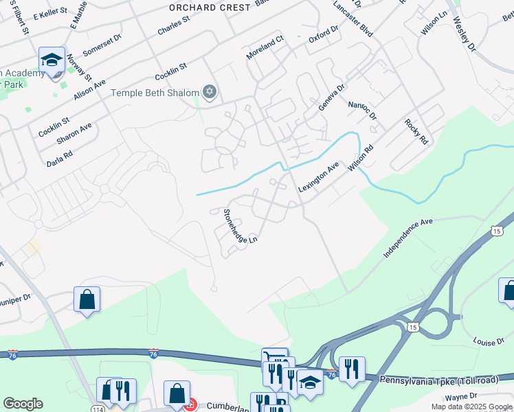 map of restaurants, bars, coffee shops, grocery stores, and more near 471 Stonehedge Lane in Mechanicsburg