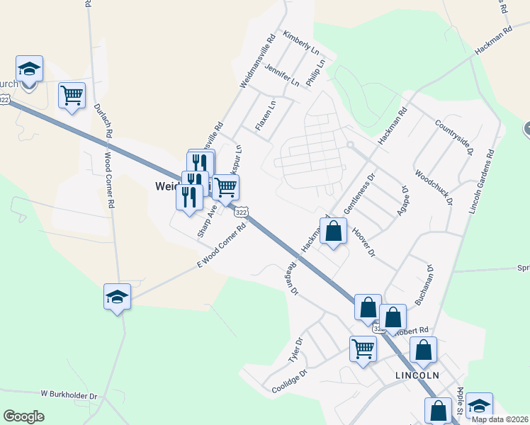 map of restaurants, bars, coffee shops, grocery stores, and more near 1739 West Main Street in Ephrata