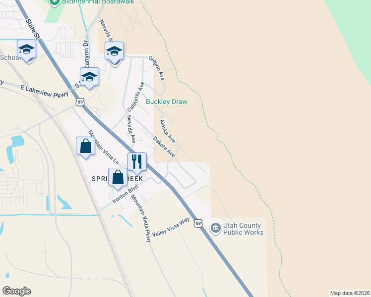 map of restaurants, bars, coffee shops, grocery stores, and more near 2221 Alaska Avenue in Provo