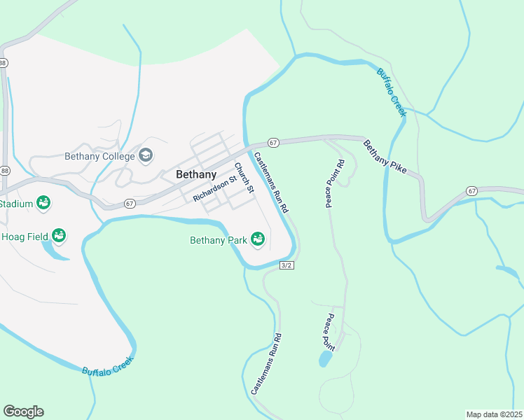 map of restaurants, bars, coffee shops, grocery stores, and more near 405 Church St in Bethany