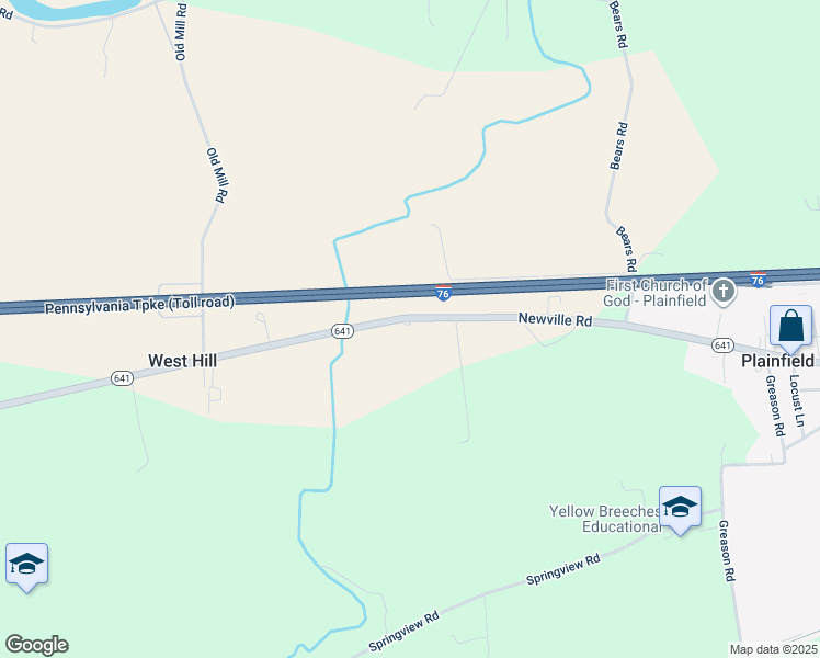 map of restaurants, bars, coffee shops, grocery stores, and more near 2124 Newville Road in Carlisle