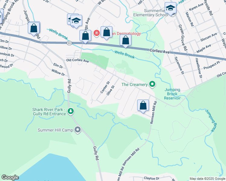 map of restaurants, bars, coffee shops, grocery stores, and more near 18 Olive Street in Neptune Township