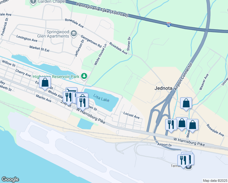 map of restaurants, bars, coffee shops, grocery stores, and more near 101 Lake Drive in Middletown