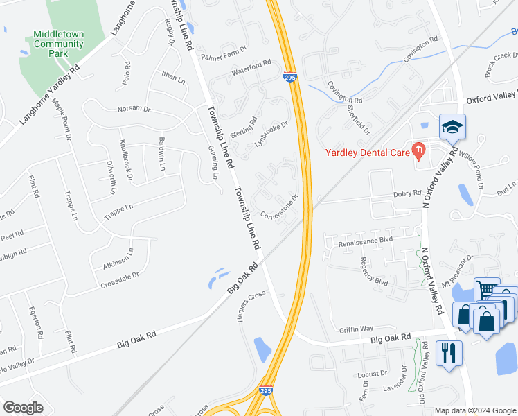 map of restaurants, bars, coffee shops, grocery stores, and more near 21308 Cornerstone Drive in Morrisville