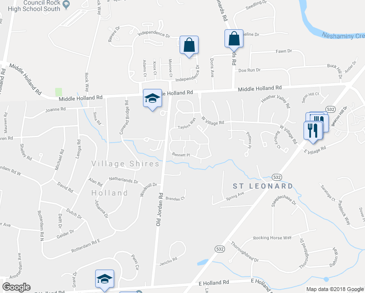 map of restaurants, bars, coffee shops, grocery stores, and more near 21019 Bennett Place in Southampton
