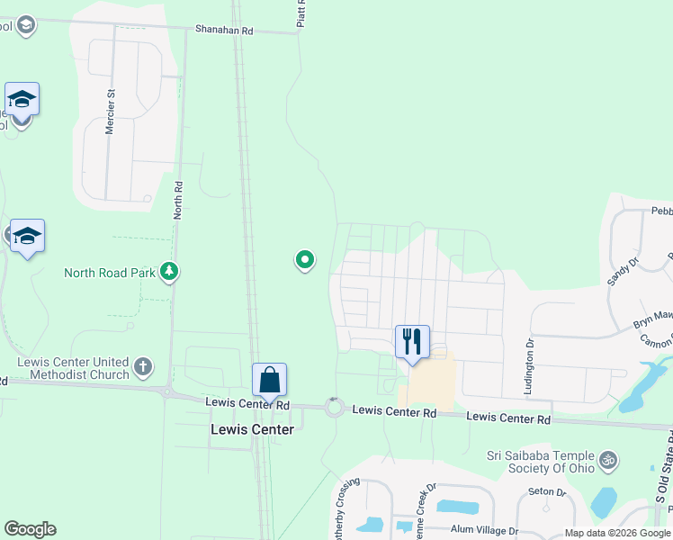 map of restaurants, bars, coffee shops, grocery stores, and more near 1914 Linden Street in Lewis Center