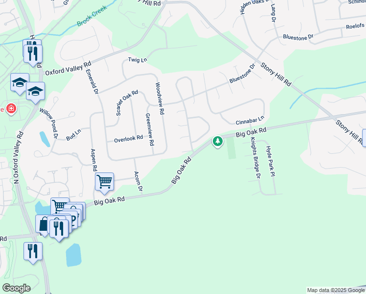 map of restaurants, bars, coffee shops, grocery stores, and more near 1366 Beechdrop Court in Yardley