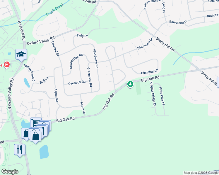 map of restaurants, bars, coffee shops, grocery stores, and more near 1366 Beechdrop Court in Yardley