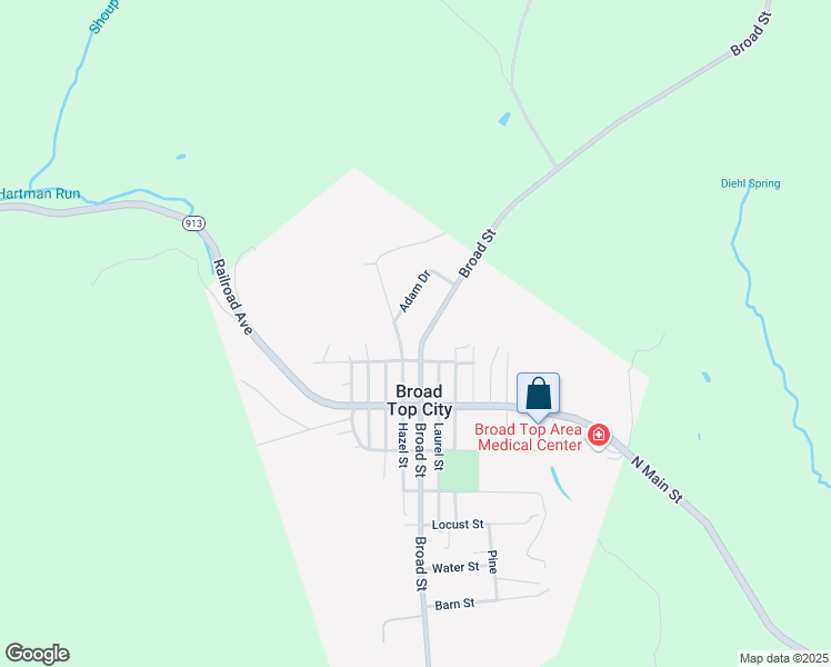 map of restaurants, bars, coffee shops, grocery stores, and more near 20978 Broad Street in Broad Top City