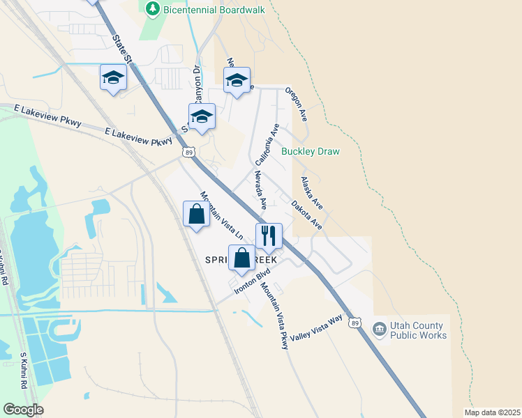 map of restaurants, bars, coffee shops, grocery stores, and more near 2149 Nevada Avenue in Provo