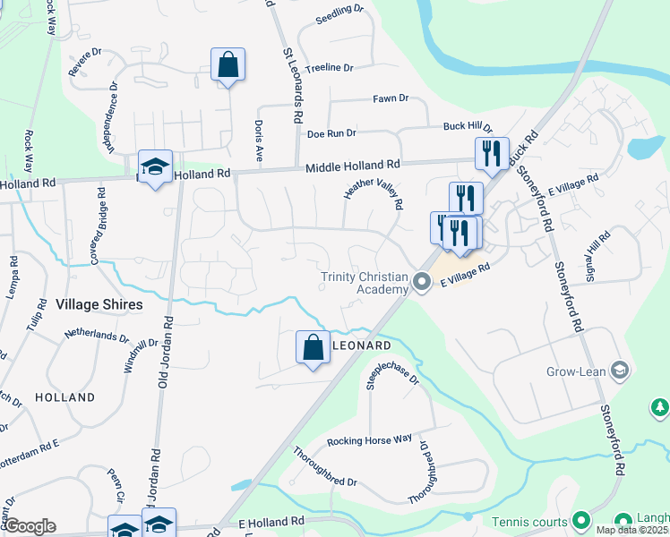 map of restaurants, bars, coffee shops, grocery stores, and more near 2705 Potters Place in Holland