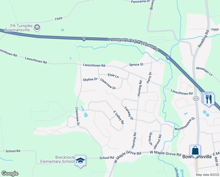 map of restaurants, bars, coffee shops, grocery stores, and more near 1370 Clearview Drive in Denver