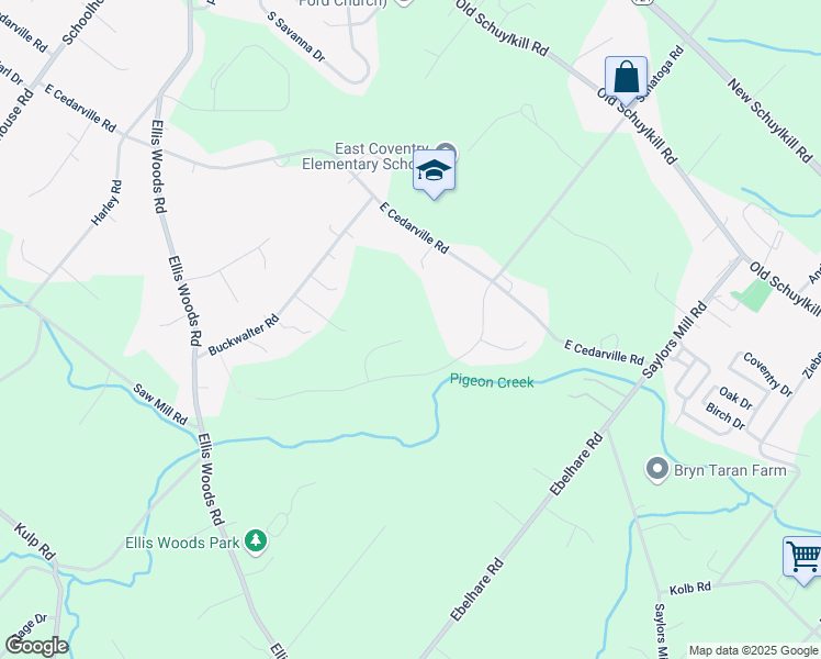 map of restaurants, bars, coffee shops, grocery stores, and more near 48 Robins Nest Lane in Pottstown