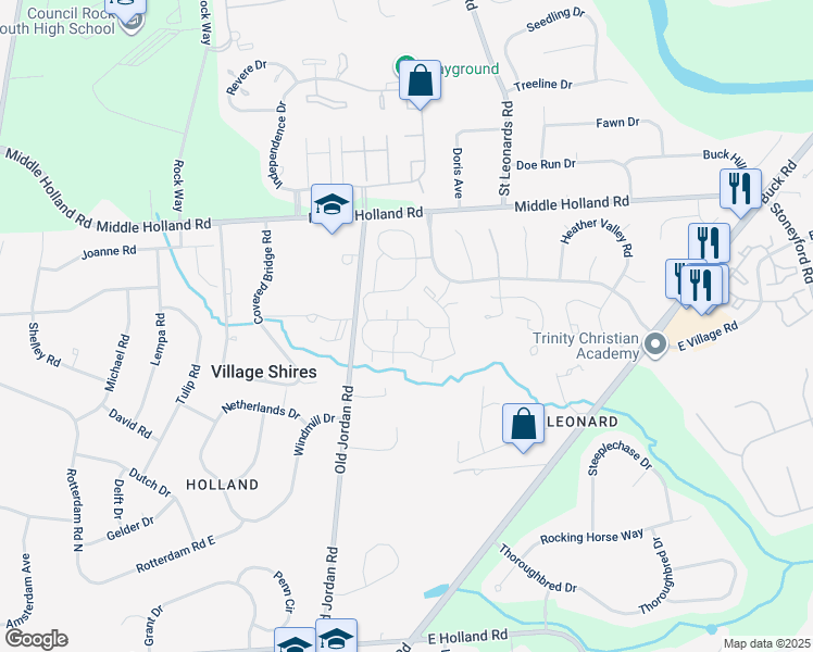 map of restaurants, bars, coffee shops, grocery stores, and more near 15013 Bennett Place in Village Shires