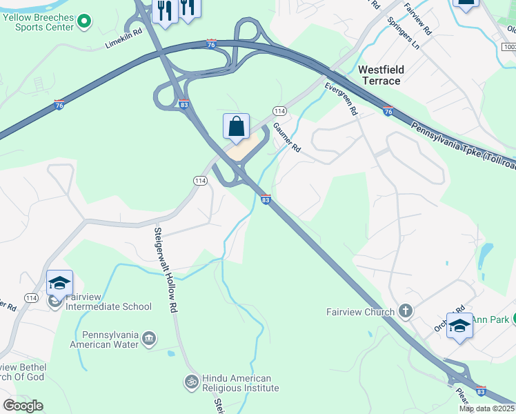 map of restaurants, bars, coffee shops, grocery stores, and more near 670 YMCA Dr in New Cumberland
