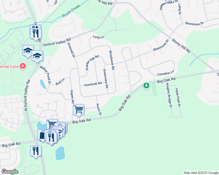 map of restaurants, bars, coffee shops, grocery stores, and more near 236 Greenview Road in Yardley